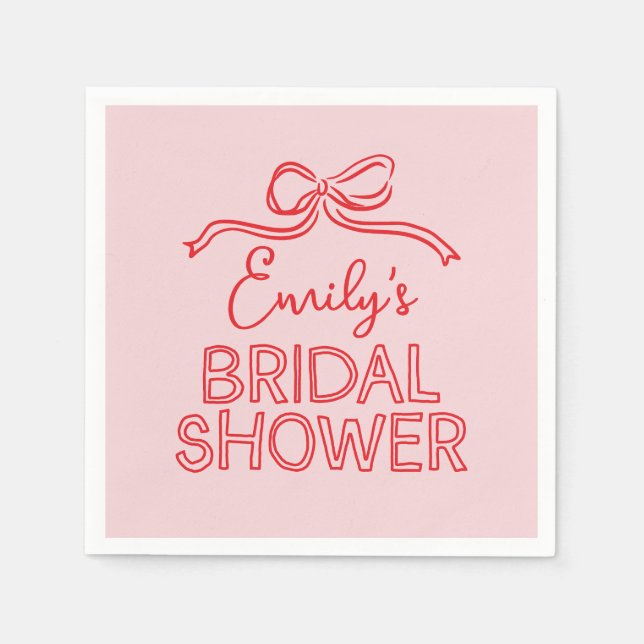 Whimsical coquette bow tying knot bridal shower napkin (Front)