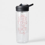 Whimsical coquette bow tying knot bridal shower water bottle<br><div class="desc">Whimsical coquette bow tying the knot modern boho elegant stylish handwritten bridal shower party favour decor matching water bottle design. Contemporary red and pink collection.</div>