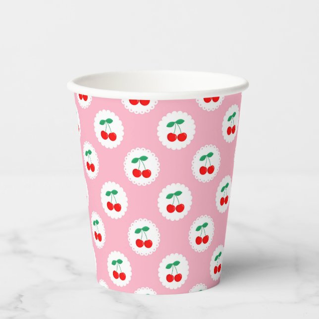 Whimsical Coquette Cherry on Top Baby Shower  Paper Cups (Front)