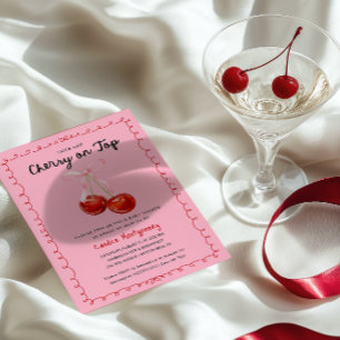 Whimsical Coquette Cherry on Top Baby Shower Postcard