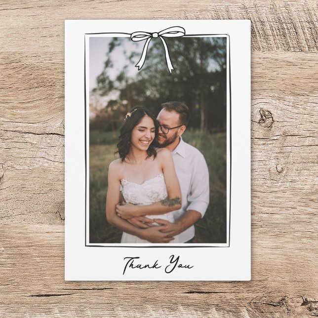 Whimsical Coquette Handwritten Bow Wedding  Thank You Card (Creator Uploaded)