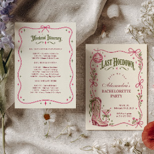 Whimsical Coquette Last Hoedown Bachelorette Invitation