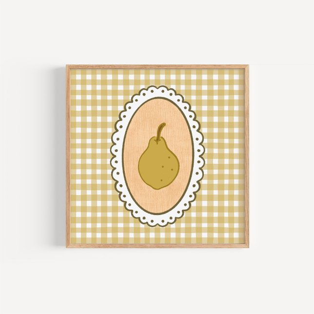Whimsical Coquette Pear with Gingham Background Poster (Creator Uploaded)