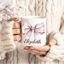 Whimsical coquette pink bow Personalised Name
