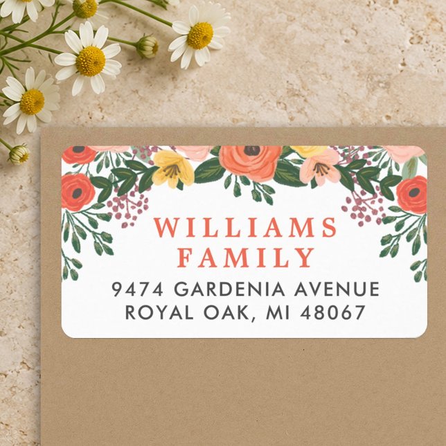 Whimsical Coral Floral Wedding Return Address Label (Creator Uploaded)