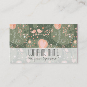 Whimsical Coral Olive Floral Elegant Event Planner Business Card