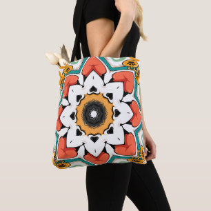 Whimsical Coral Teal Orange Animal Kaleidoscope Pa Tote Bag
