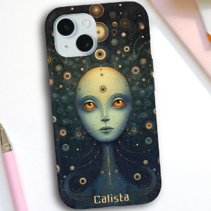 Whimsical Cosmic Alien Personalised Art  iPhone 15 Case