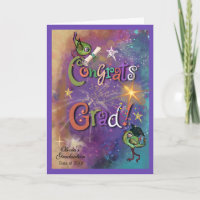 Whimsical Cosmic Congrats Grad Purple Graduation