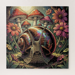 Whimsical Cosmic Snail & Mushroom Garden Jigsaw Puzzle