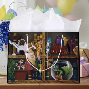 Whimsical Cosy Fantasy Wizard Library Shelves Large Gift Bag