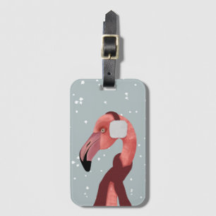 Whimsical Cosy Winter Flamingo With Scarf  Luggage Tag