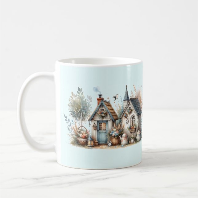 Whimsical Cottage Garden Coffee Mug (Left)