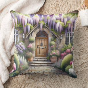 Whimsical Cottage Garden Pathway Cushion