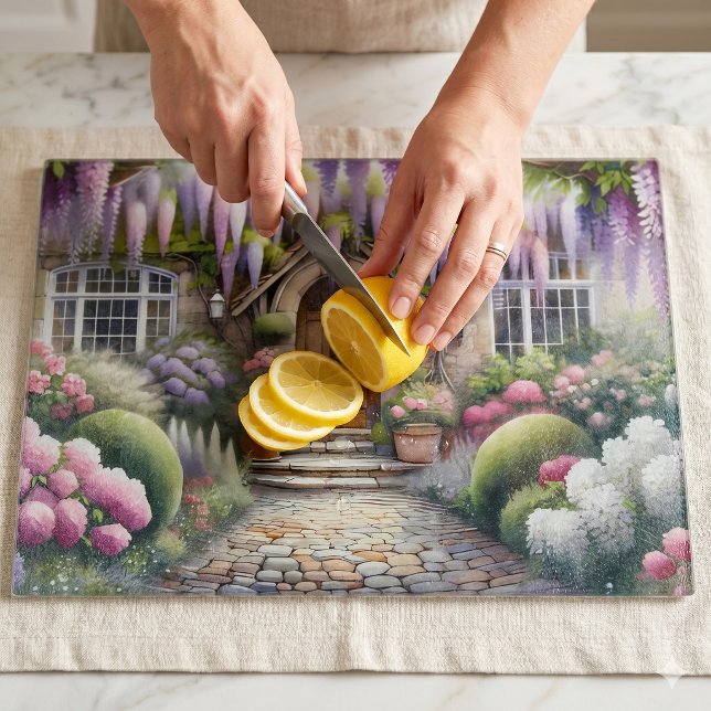 Whimsical Cottage Garden Pathway Cutting Board (Whimsical Cottage Garden Pathway Cutting Board)