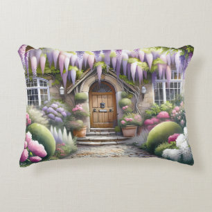 Whimsical Cottage Garden Pathway Decorative Cushion