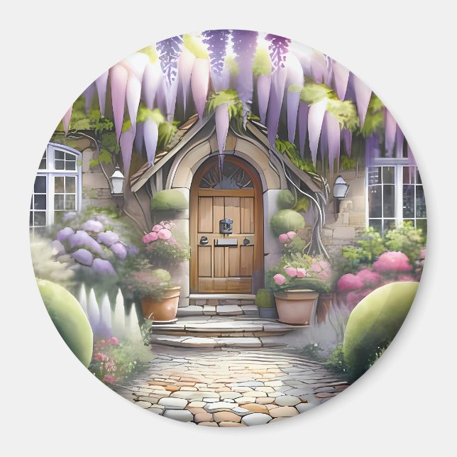 Whimsical Cottage Garden Pathway Magnet (Front)