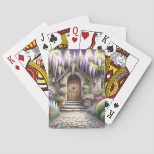 Whimsical Cottage Garden Pathway Playing Cards