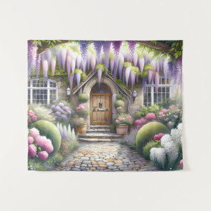 Whimsical Cottage Garden Pathway Tapestry