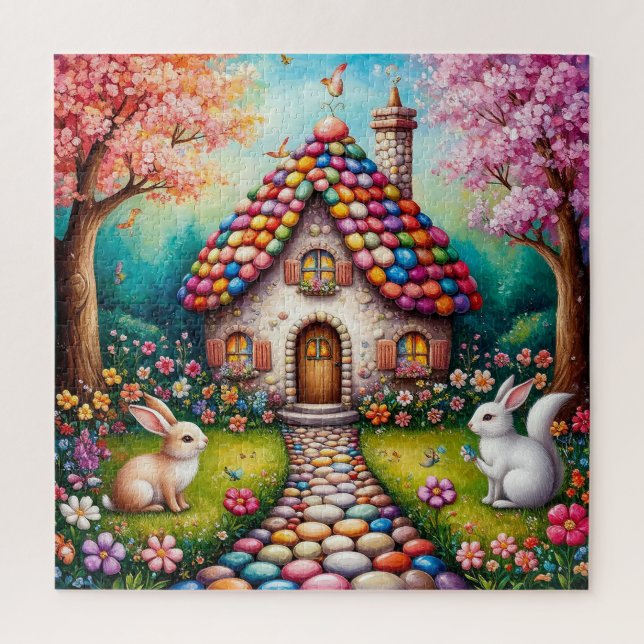 Whimsical Cottage With Rabbits Jigsaw Puzzle (Vertical)