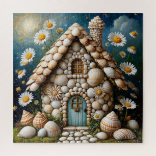 Whimsical Cottage With Vibrant Flower Garden Jigsaw Puzzle