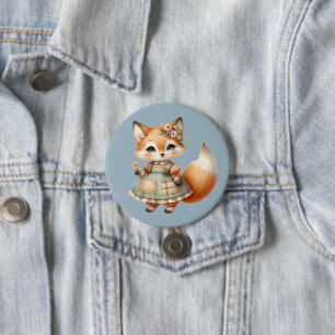 Whimsical Cottagecore Floral Pastel Fox 7.5 Cm Round Badge