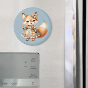 Whimsical Cottagecore Floral Pastel Fox Magnet