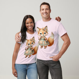 Whimsical Cottagecore Floral Pastel Fox T-Shirt