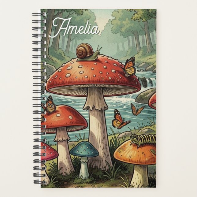 Whimsical Cottagecore Mushrooms | Personalised Planner (Front)