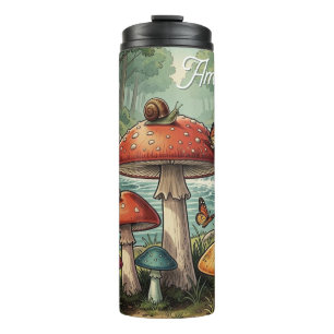Whimsical Cottagecore Mushrooms Personalized Thermal Tumbler