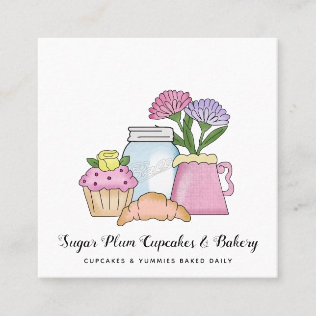 Whimsical Country Cupcakes Bakery Business Card  (Front)