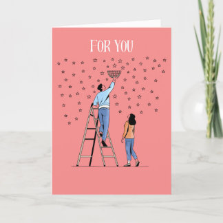 Whimsical Couple "For You I'd Steal the Stars" Holiday Card