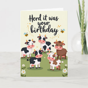 Whimsical Cow Birthday Card