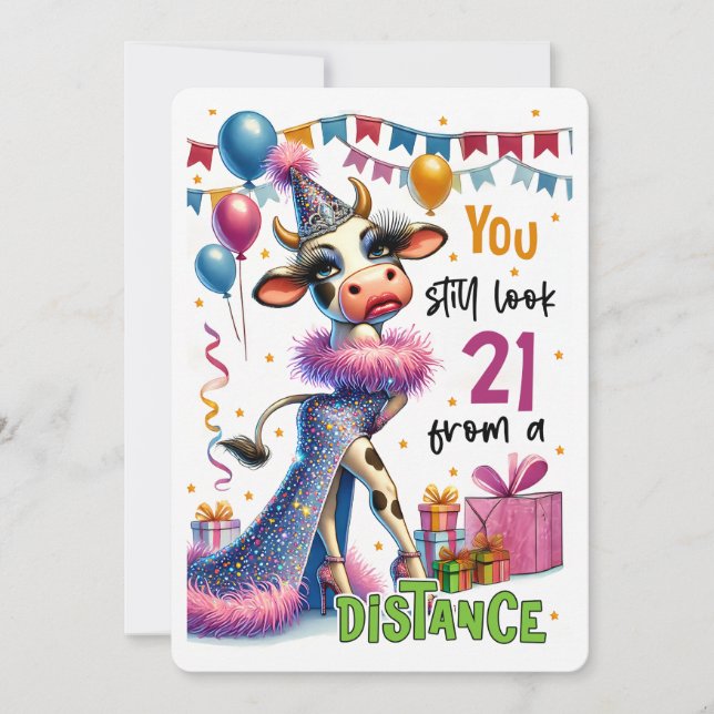 Whimsical Cow Birthday Card (Front)