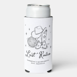 Whimsical Cowgirl Last Rodeo Bachelorette Party Seltzer Can Cooler