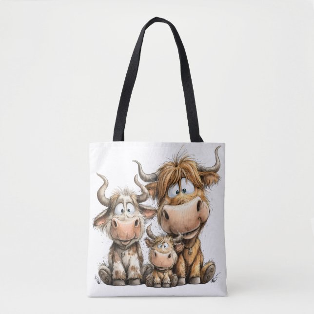 Whimsical cows tote bag (Front)