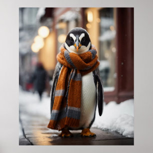 Whimsical Cozy Penguin Snowy Winter Poster