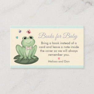 Whimsical Cream Mint Green Frog Baby Shower Enclosure Card