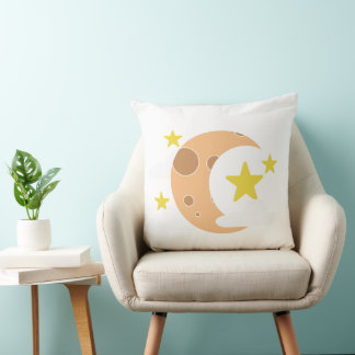 Whimsical Crescent Moon Pillow