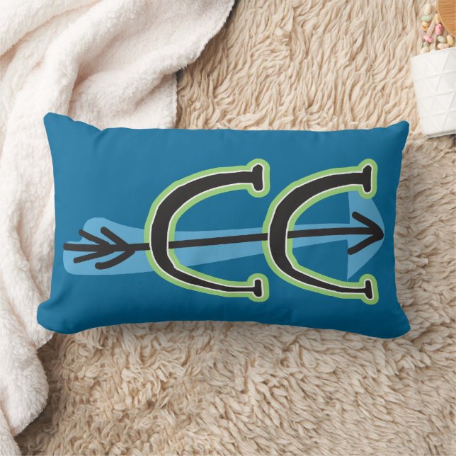 Whimsical Cross Country - CC Symbol - BLUE Lumbar Cushion (Blanket)