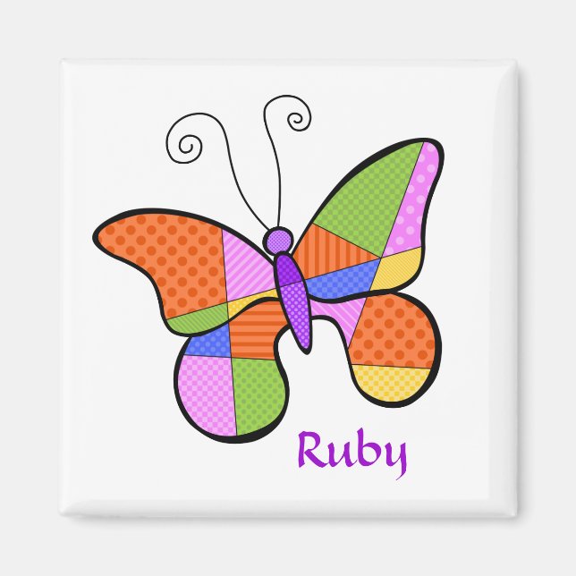 Whimsical Cubism Butterfly Magnet (Front)