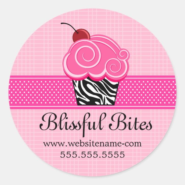 Whimsical Cupcake Bakery Box Seals (Front)