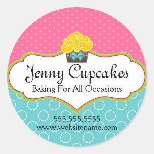 Whimsical Cupcake Bakery Box Seals