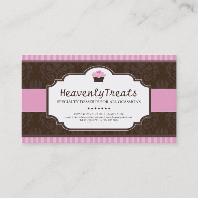 Whimsical Cupcake Bakery Business Card (Front)