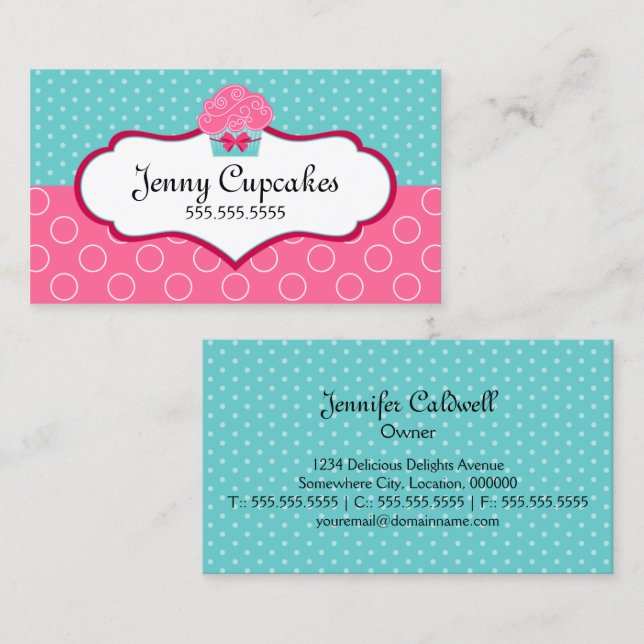 Whimsical Cupcake Bakery Business Card (Front/Back)