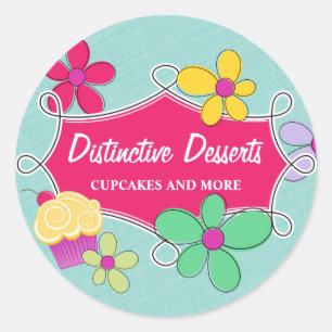 Whimsical Cupcake Floral Baking Box Seals