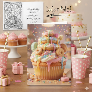 Whimsical Cupcake Girl's Personalised Birthday Card