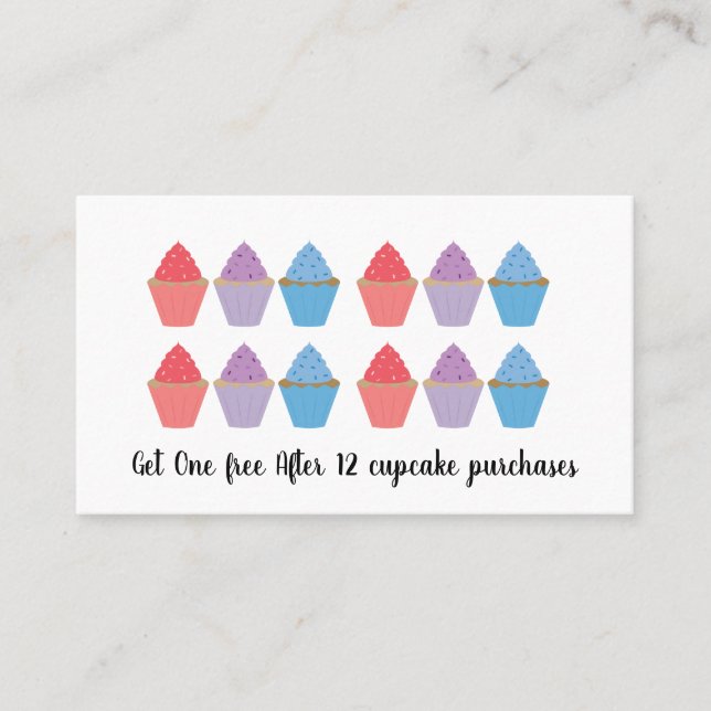 Whimsical Cupcake Maker Bakery Loyalty Card (Front)