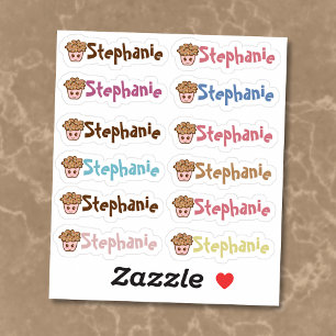 Whimsical Cupcake Name Vinyl Stickers - Set of 12