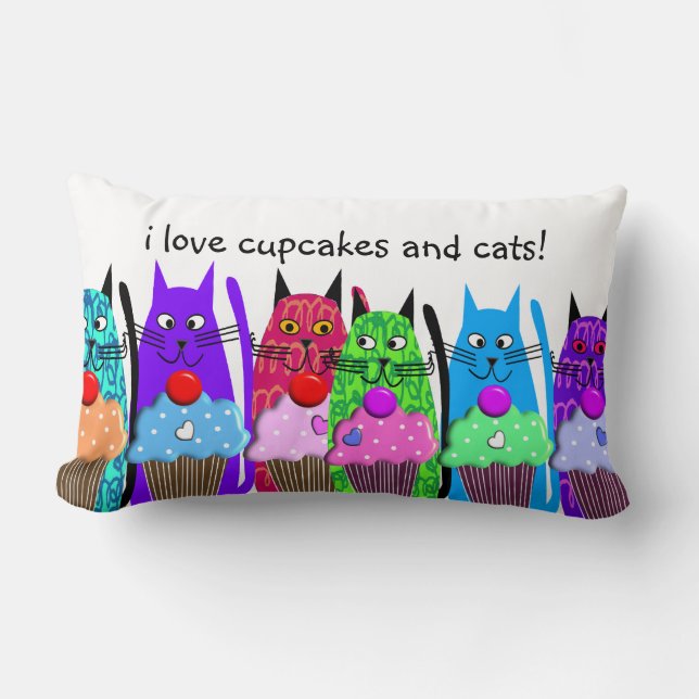 Whimsical Cupcakes and Cats Pillow #2 (Front)